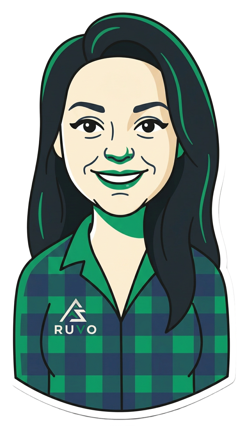 Illustrated portrait of Michelle Ruiz, owner of Ruvo Solutions
